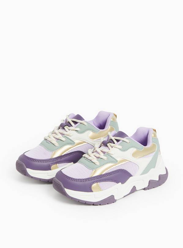 Lilac Colour Block Chunky Trainers  1